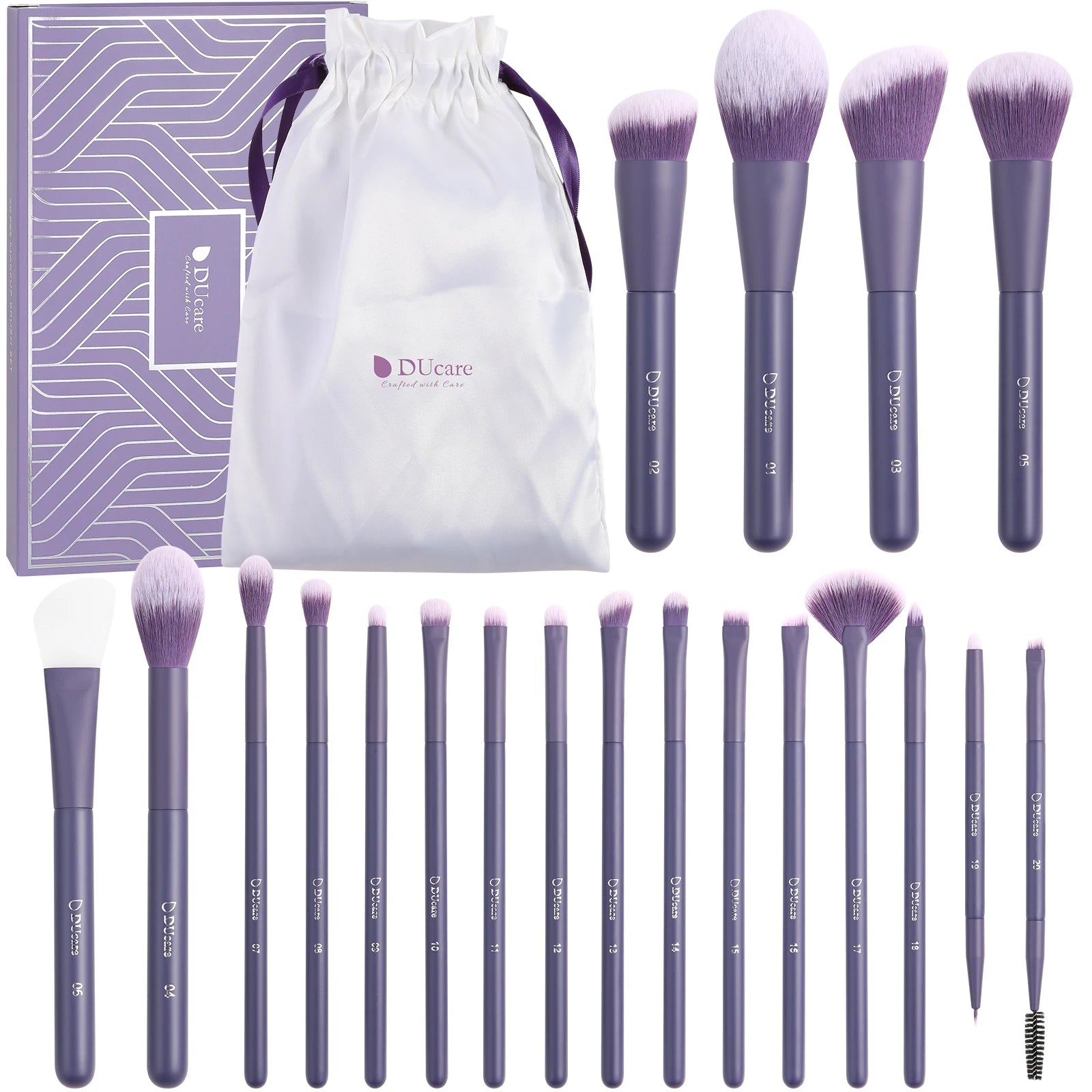 DUcare Purple - Set de 20 Pinceaux Professionnel avec Sac de Rangement